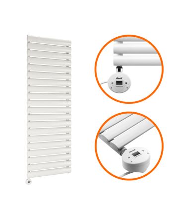 1180 x 400mm Electric White Single Oval Panel Vertical Radiator