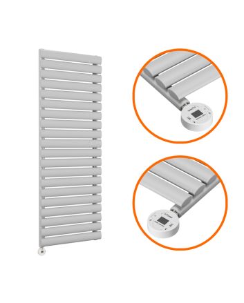 1180 x 400mm Electric Feather Grey Single Oval Panel Vertical Radiator