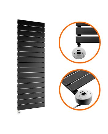 1190 x 400mm Electric Black Single Flat Panel Vertical Radiator