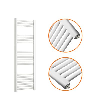 1200 x 400mm Straight White Heated Towel Rail
