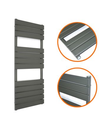 1200 x 450mm Anthracite Heated Towel Rail, Bathroom Radiator