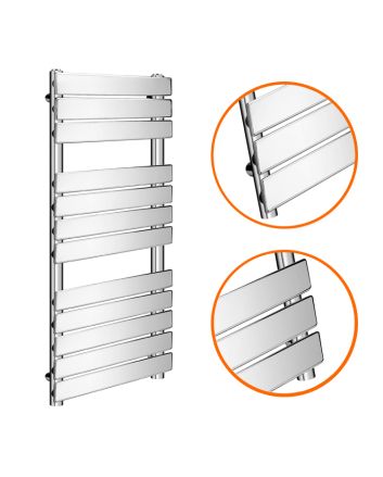 1200 x 600mm Flat Panel Chrome Ladder Towel Radiator