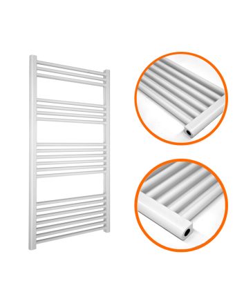 1200 x 600mm Straight White Heated Towel Rail