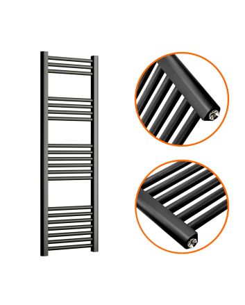 1200 x 400mm Straight Black Heated Towel Rail