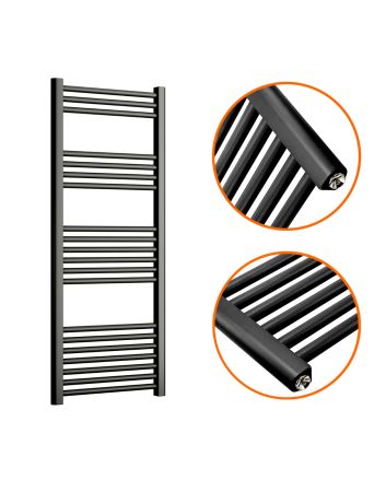 1200 x 500mm Straight Black Heated Towel Rail