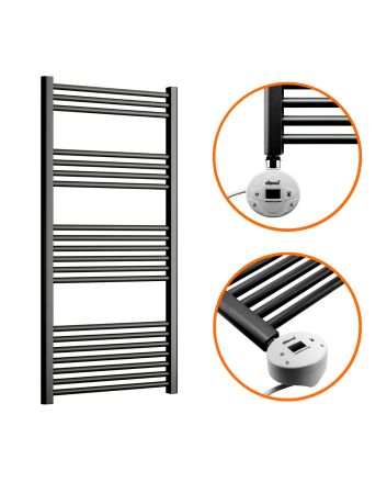 1200 x 600mm Electric Black Heated Towel Rail