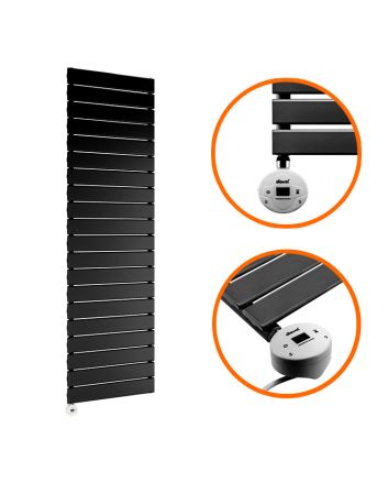 1400 x 400mm Electric Black Single Flat Panel Vertical Radiator