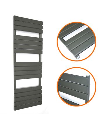 1600 x 450mm Anthracite Heated Towel Rail, Bathroom Radiator