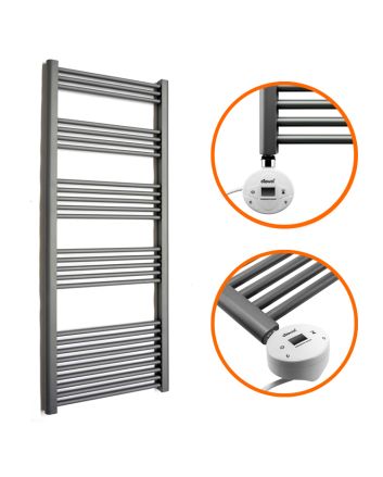 1600 x 600mm Electric Anthracite Heated Towel Rail