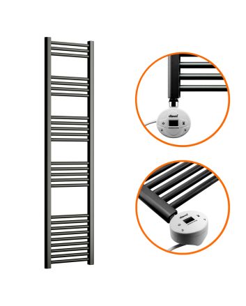 1600 x 400mm Electric Black Heated Towel Rail