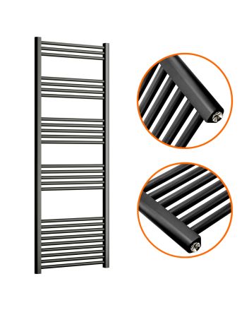 1600 x 600mm Straight Black Heated Towel Rail