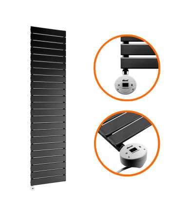 1610 x 400mm Electric Black Single Flat Panel Vertical Radiator