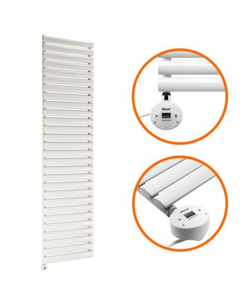 1652mm x 400mm Electric White Single Oval Panel Vertical Radiator