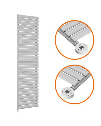 1652 x 400mm Electric Feather Grey Single Oval Panel Vertical Radiator