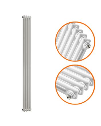 1800 x 203mm White Vertical Traditional 2 Column Radiator
