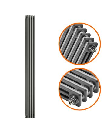 1800 x 203mm Anthracite Vertical Traditional 3 Column Radiator