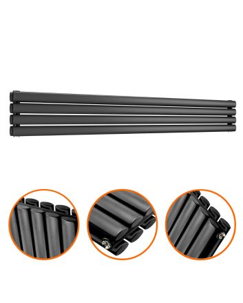 236mm x 1600mm Black Double Oval Tube Horizontal / Landscape Radiator 
