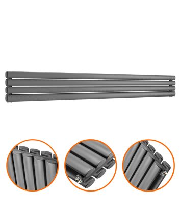 236mm x 1780mm Anthracite Double Oval Tube Horizontal / Landscape Radiator 