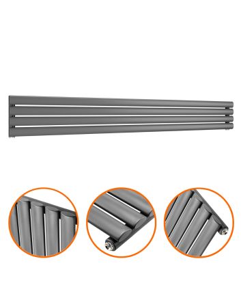 236mm x 1780mm Anthracite Single Oval Tube Horizontal / Landscape Radiator 