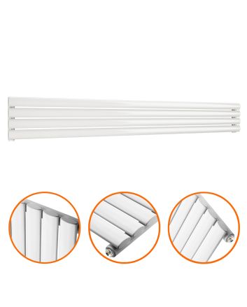 236mm x 1780mm White Single Oval Tube Horizontal / Landscape Radiator 