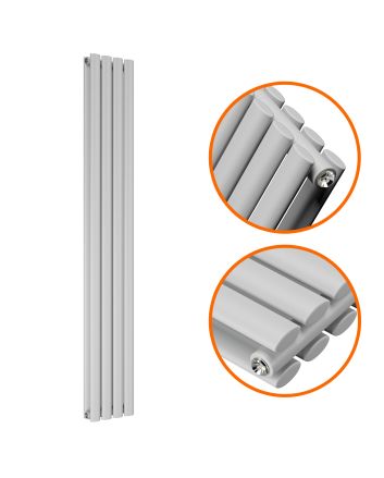 1600 x 236mm Feather Grey Double Oval Tube Vertical Radiator 