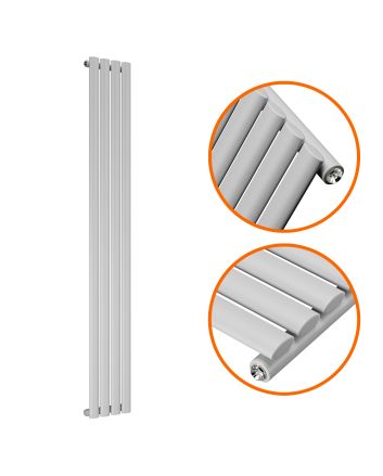 1780 x 236mm Feather Grey Single Oval Tube Vertical Radiator 