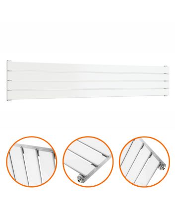 280mm x 1600mm White Single Flat Panel Horizontal / Landscape Radiator