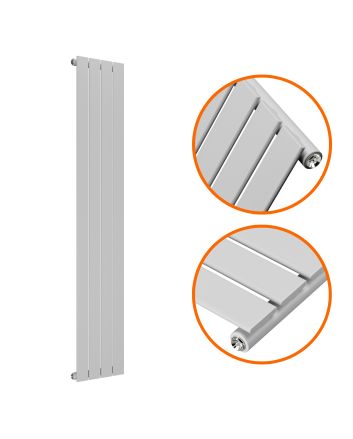 1600 x 280mm Feather Grey Single Flat Panel Vertical Radiator