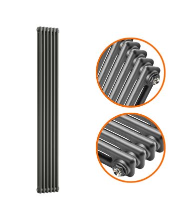 1800 x 293mm Anthracite Vertical Traditional 2 Column Radiator