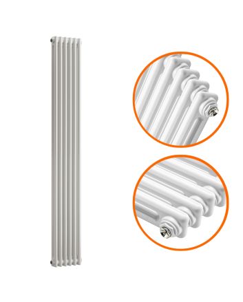 1800 x 293mm White Vertical Traditional 2 Column Radiator