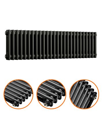 300 x 1193mm Black Horizontal Traditional 2 Column Radiator