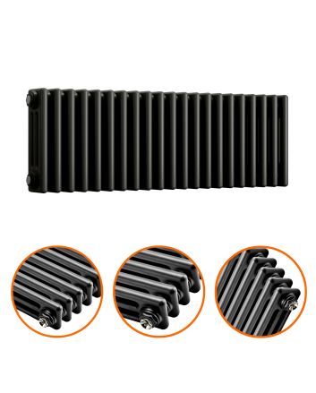 300 x 1013mm Black Horizontal Traditional 3 Column Radiator