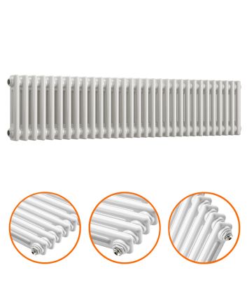 300 x 1508mm White Horizontal Traditional 2 Column Radiator