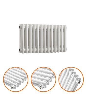300 x 608mm White Horizontal Traditional 2 Column Radiator