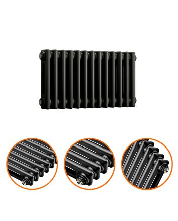 300 x 608mm Black Horizontal Traditional 2 Column Radiator