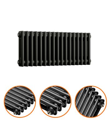 300 x 788mm Black Horizontal Traditional 2 Column Radiator