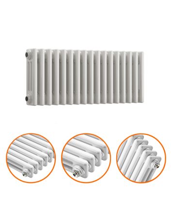 300 x 788mm White Horizontal Traditional 3 Column Radiator