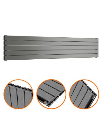 350mm x 1780mm Anthracite Double Flat Panel Horizontal / Landscape Radiator