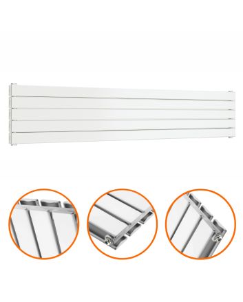 350mm x 1780mm White Double Flat Panel Horizontal / Landscape Radiator