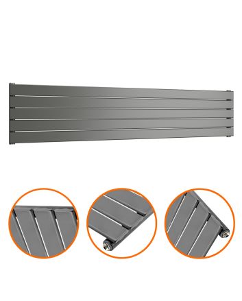 350mm x 1780mm Anthracite Single Flat Panel Horizontal / Landscape Radiator