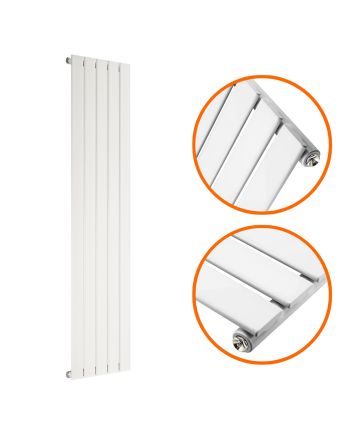 1600 x 350mm White Single Flat Panel Vertical Radiator 