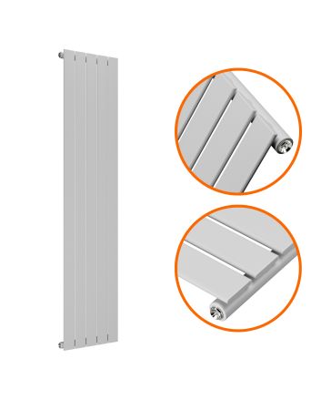 1600 x 350mm Feather Grey Single Flat Panel Vertical Radiator