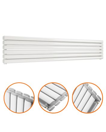 354mm x 1780mm White Double Oval Tube Horizontal / Landscape Radiator 