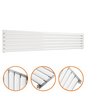354mm x 1780mm White Single Oval Tube Horizontal / Landscape Radiator 