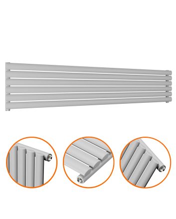 354mm x 1780mm Feather Grey Single Oval Tube Horizontal / Landscape Radiator