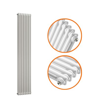 1800 x 383mm White Vertical Traditional 2 Column Radiator