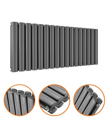400 x 1000mm Anthracite Double Oval Tube Horizontal Radiator 