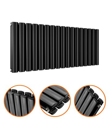 400 x 1000mm Black Double Oval Tube Horizontal Radiator 
