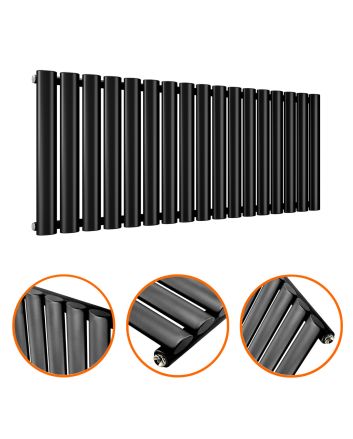400 x 1000mm Black Single Oval Tube Horizontal Radiator 