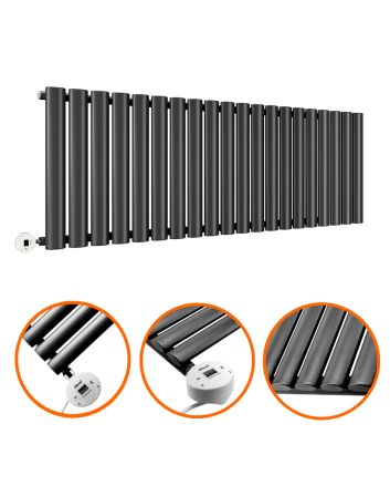 400 x 1180mm Electric Black Single Oval Panel Horizontal Radiator